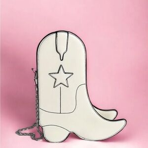 White Cowboy Boot Shaped Crossbody Bag